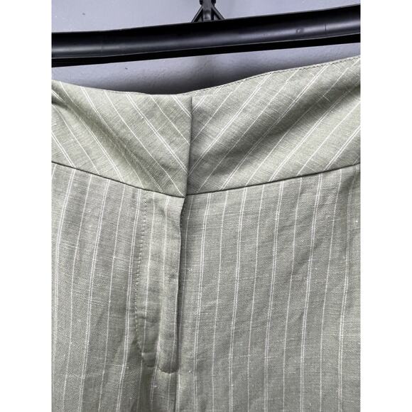 Emma James Pants Womens 14 Green Stripes‎ Linen Blend Mid Rise Straight Leg NEW - Picture 6 of 8